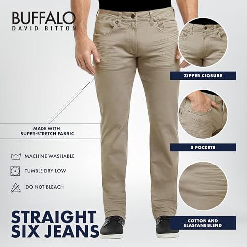 Buffalo David Bitton mens Straight Six jeans, Authentic Tan, 32W x 32L US - Image 4