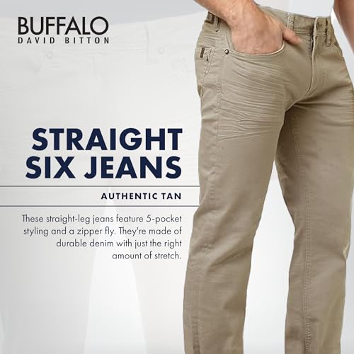 Buffalo David Bitton mens Straight Six jeans, Authentic Tan, 32W x 32L US - Image 3
