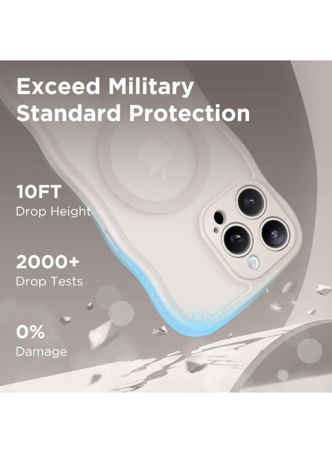 CAPRARO Cute for iPhone 15 Pro Max Case, Compatible with MagSafe, [Curly Wave Edge] [Full Camera Protection] [14 FT Drop Shockproof Protection] Magnetic Phone Case for 15 Pro Max 6.7 Inch, Off White - Image 5