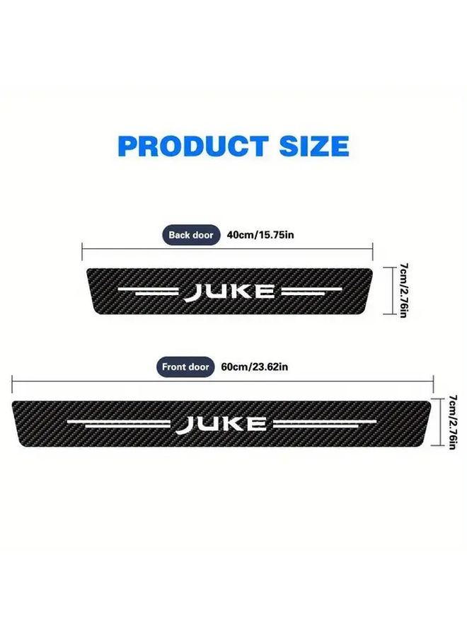 Set Of 4 Universal Juve Door Sill Protectors Carbon Fiber Design Faux Leather Scratch Resistant Mats All Weather Protection For Vehicle Entry And Exit - Image 4