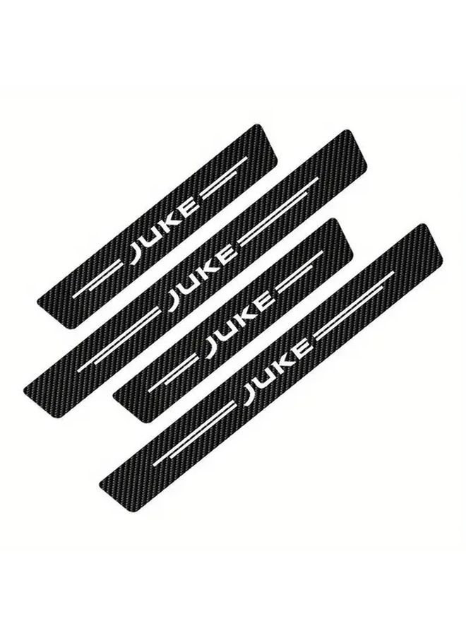 Set Of 4 Universal Juve Door Sill Protectors Carbon Fiber Design Faux Leather Scratch Resistant Mats All Weather Protection For Vehicle Entry And Exit - Image 3