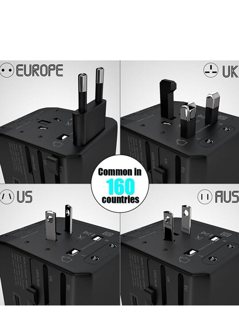 Universal Travel Adapter International Power Plug Ultra Fast All in One Power Adapter 4 Ultra Fast USB Port Ultra Fast Type C 3.4A Multi Adapter Worldwide UK EU US AU Black - Image 3