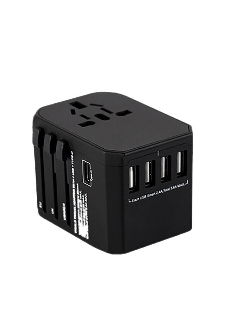 Universal Travel Adapter International Power Plug Ultra Fast All in One Power Adapter 4 Ultra Fast USB Port Ultra Fast Type C 3.4A Multi Adapter Worldwide UK EU US AU Black - Image 5