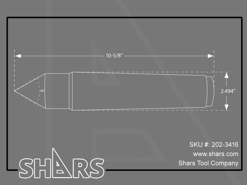 Shars 6MT Morse Taper Steel Solid Dead Center 202-3416 L - Image 4