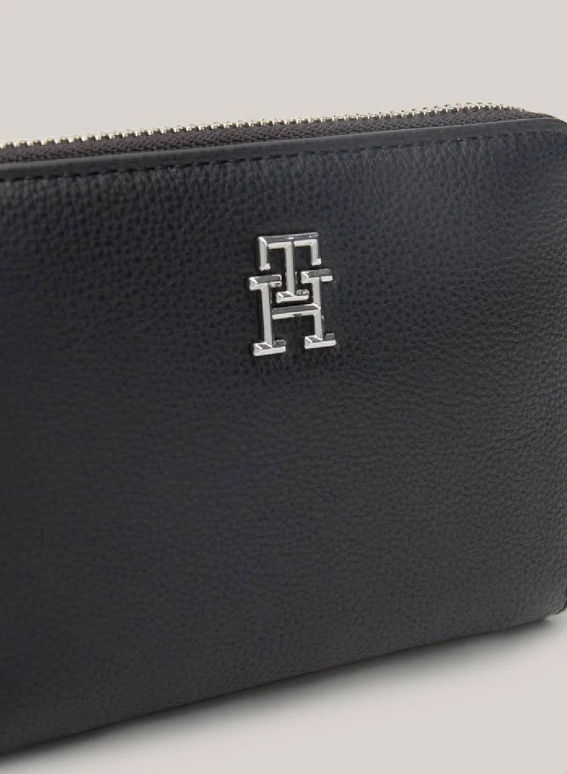 TOMMY HILFIGER Women's Essential Th Monogram Medium Zip-Around Wallet -  Recycled polyester mix, Black