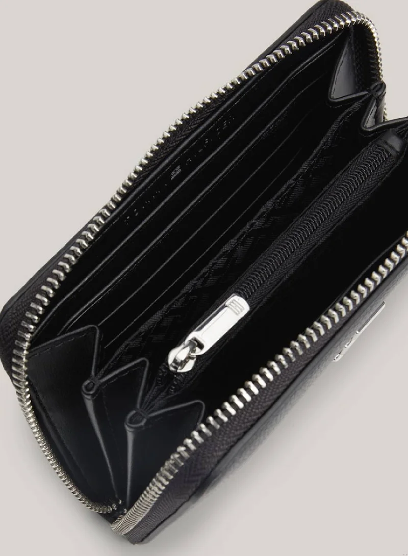TOMMY HILFIGER Women's Essential Th Monogram Medium Zip-Around Wallet -  Recycled polyester mix, Black