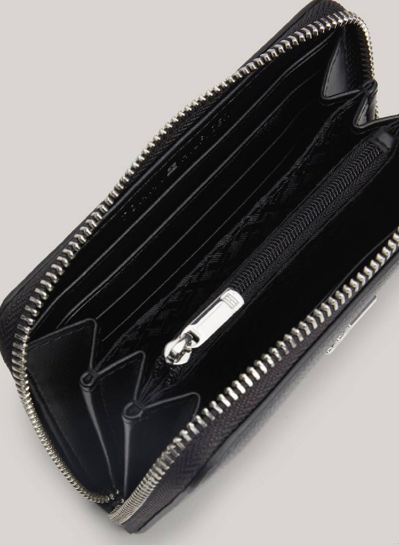 TOMMY HILFIGER Women's Essential Th Monogram Medium Zip-Around Wallet -  Recycled polyester mix, Black - Image 4