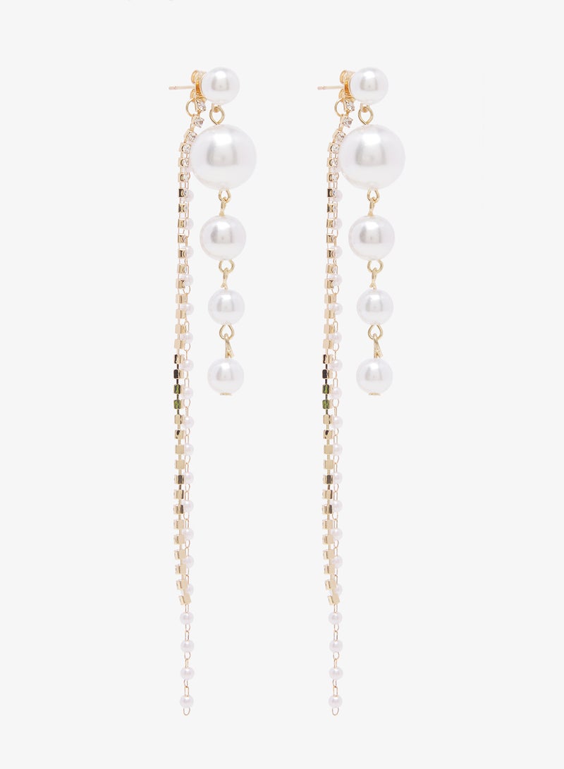 ELLA Dainty Pearl Drown Down Earrings - Image 2