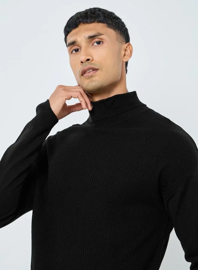 Styli Men Black Turtleneck Sweater