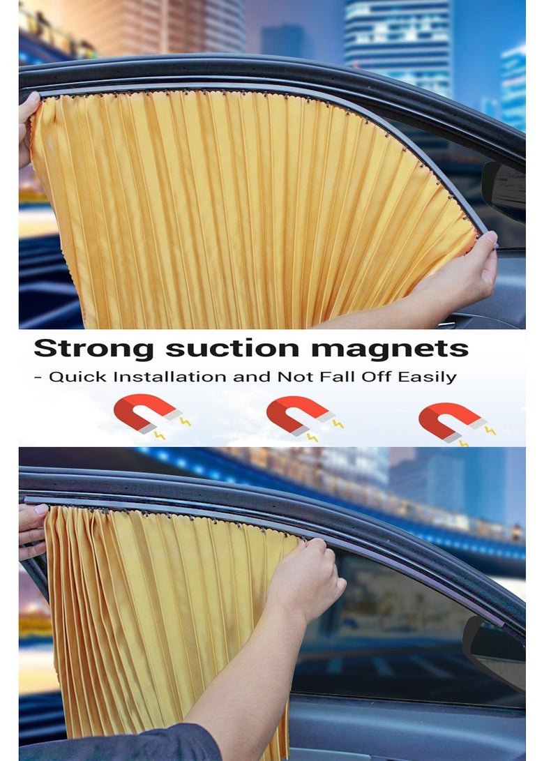 4 Piece Slidable Magnetic Car Side Window Sun Shade Curtain Gold - Image 2