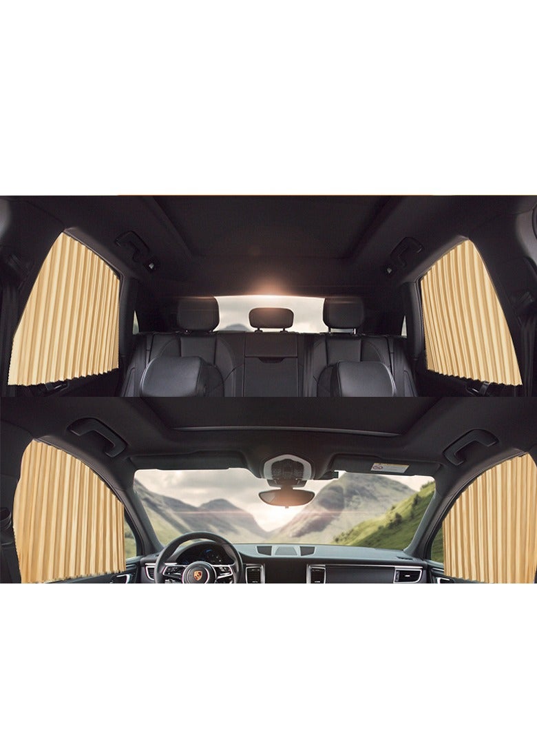 4 Piece Slidable Magnetic Car Side Window Sun Shade Curtain Gold - Image 1
