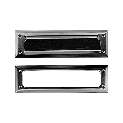 Litlheim Solid Steel Satin Black Color Mail Slot Fits to Most Doors Outer Size 10 Inches by 3 inches Set with Front and Rear Piece and Screws Easy Installation and Long Lasting - Image 1