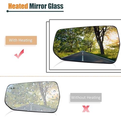 Grterokky Left Mirror Glass w/Heated|Blind Spot Detection compatible for Chevrolet Malibu 2016-21 Driver Side Rear View Mirror Glass Replacement 23372273 - Image 3