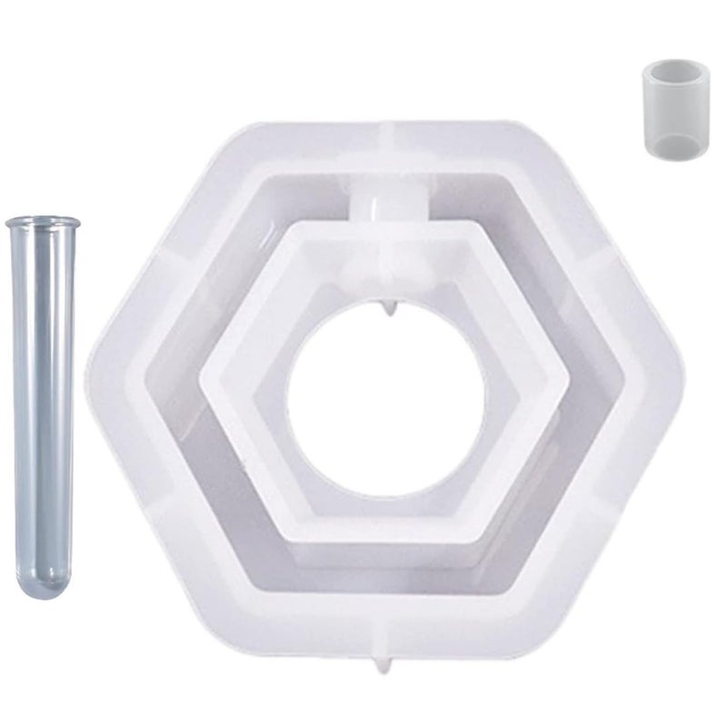 Oytra Resin Mold Hexagon Silicone Plant Mould with Tube (14cm x 14cm) Art and Craft Unique Pots Home Decor for Beginners Artists - Image 1