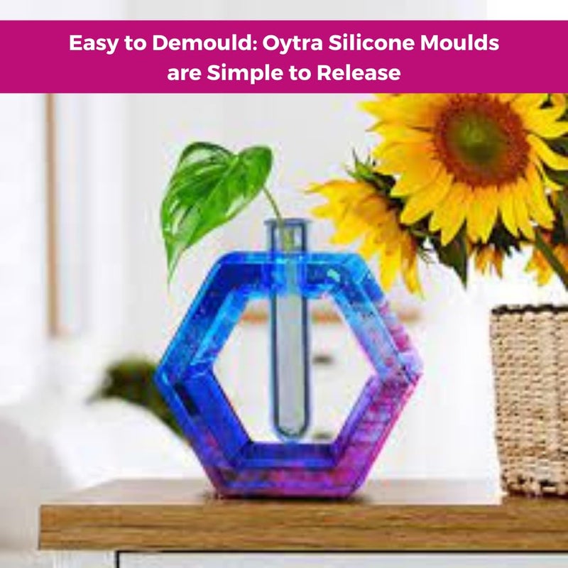 Oytra Resin Mold Hexagon Silicone Plant Mould with Tube (14cm x 14cm) Art and Craft Unique Pots Home Decor for Beginners Artists - Image 5