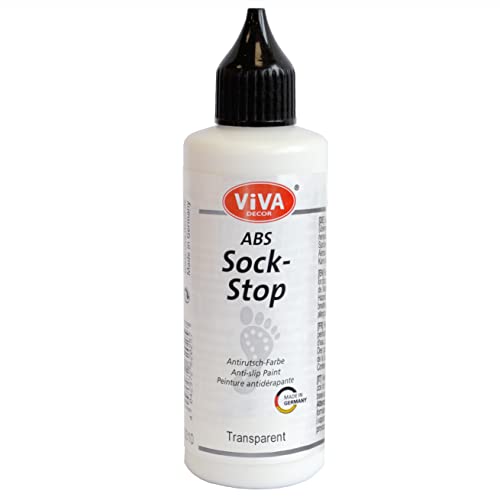 Viva Decor ABS Sock Stop (2.77 Fl oz, Transparent) - Fabric Paint for Non-Slip Socks, Bath Mats & More - Latex-Free, Water-Based, Washable - Secure Traction for All Surfaces - Image 1