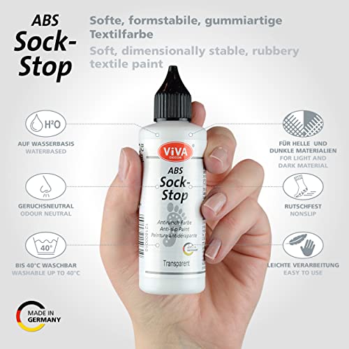 Viva Decor ABS Sock Stop (2.77 Fl oz, Transparent) - Fabric Paint for Non-Slip Socks, Bath Mats & More - Latex-Free, Water-Based, Washable - Secure Traction for All Surfaces - Image 2