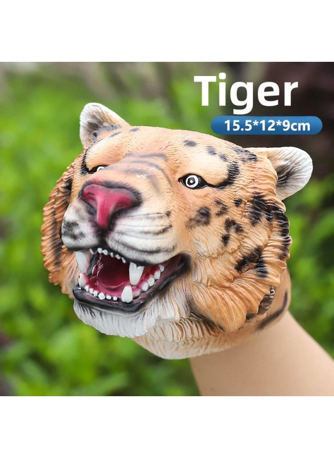 Generic - Direct Dinosaur Hand Puppet Gloves Soft Glue Triceratops Tyrannosaurus Rex Children's Simulation Animal Model Toys-Color:Tiger [large Hand Puppet] - Image 1