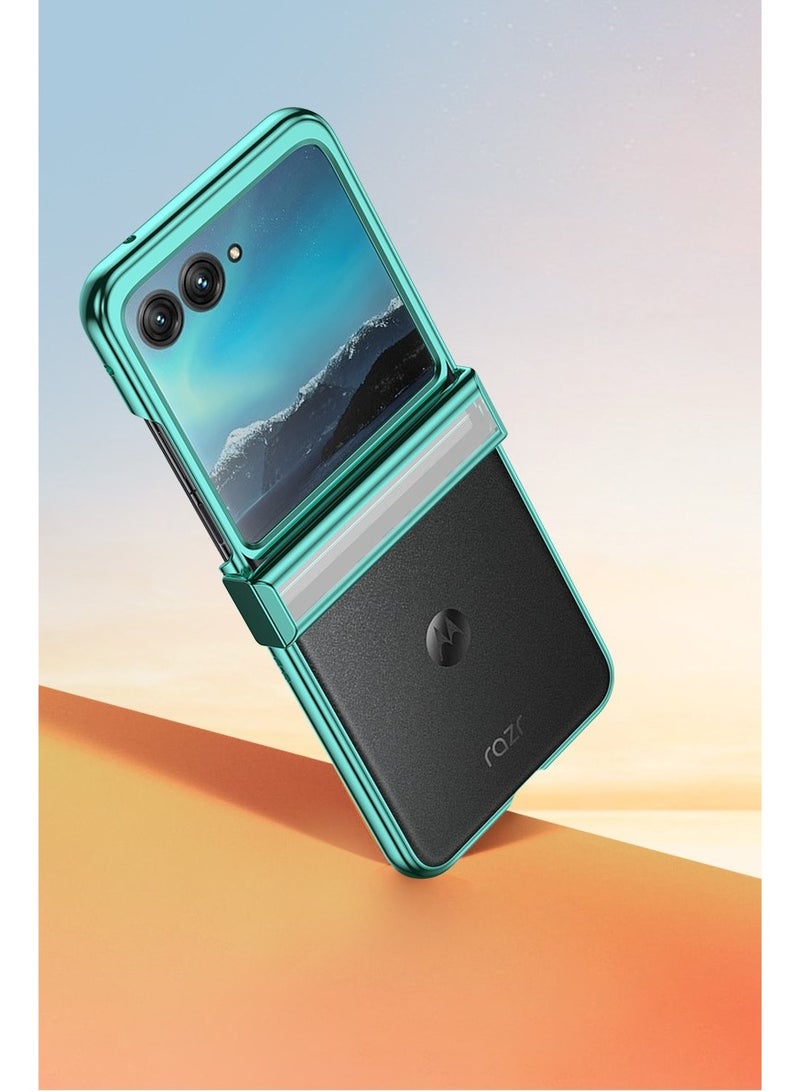 general Compatible Motorola Razr 60 Ultra Case - Green, Luxury Electroplating Texture Hard PC Transparent Case for Motorola Razr 60 Ultra 5G - Image 2