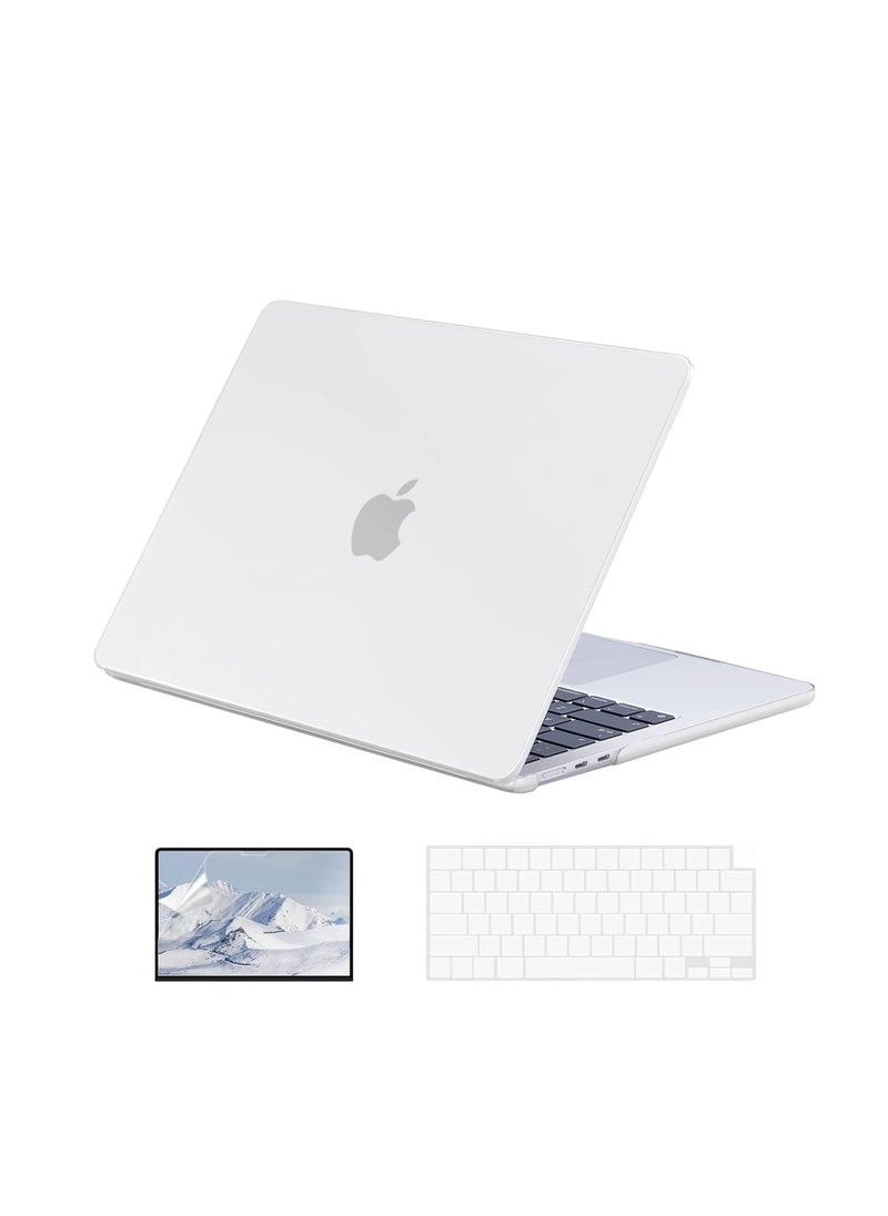 Generic 3 in 1 Bundle Case for MacBook Air 13.6 inch with M2 M3 M4 Chip 2022--2025 Release Model A2681/A3113/A3240, Designed Protective Plastic Hardshell & Keyboard Cover & Screen Protector, Frosted Clear  - Image 1