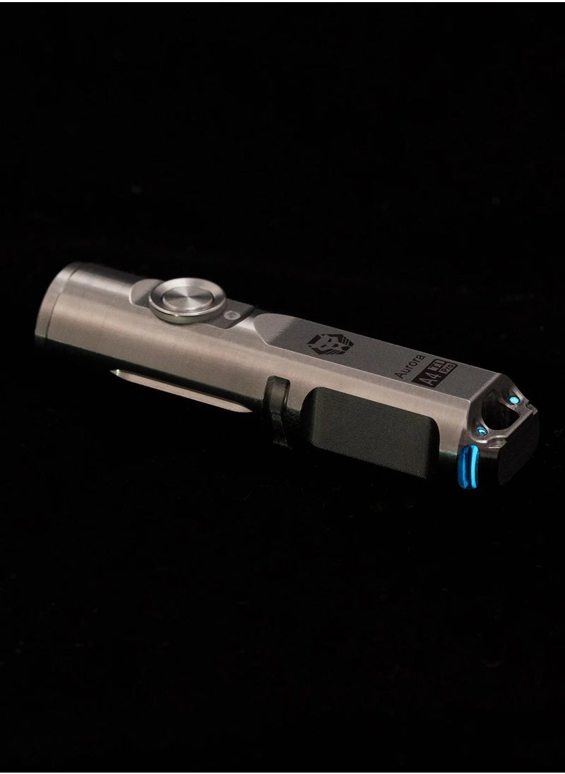A4 Titanium LED flashlight (650 lumens), front and side, 110 meters, 330 mA