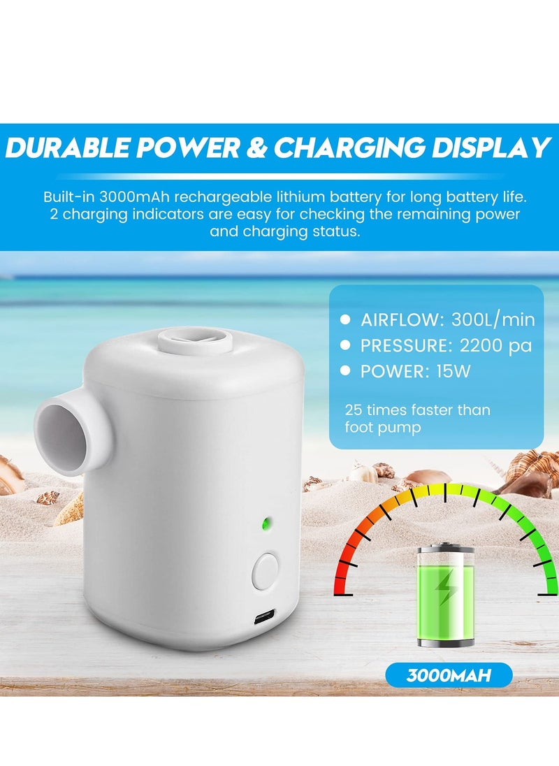 KASTWAVE - 2 In 1 Air Pump with 4 Nozzles Wireless Electric Pump with 3000mah Battery Quick Fill Air / Deflate Camping Electric Pump Portable Quick Inflatable Bed Pump - Image 1