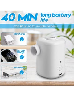 KASTWAVE 2 In 1 Air Pump with 4 Nozzles Wireless Electric Pump with 3000mah Battery Quick Fill Air / Deflate Camping Electric Pump Portable Quick Inflatable Bed Pump  - Image 3