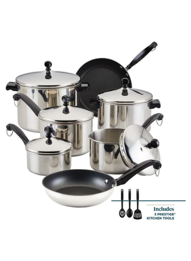 Farberware Classic Stainless Steel Cookware Pots and Pans Se | 15-Piece Cooking Set - FB50049 Silver - Image 2