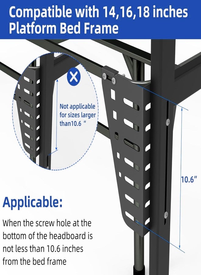 IRONDIY 2 Pcs Headboard Brackets for Metal Bed Frame,Adjustable Headboard or Footboard Brackets Attach Headboard to Bed Frame,Compatible with 14,16,18inches Bed Frame - Image 3