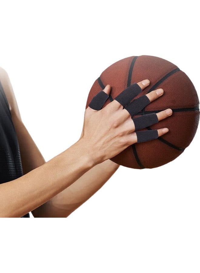 LAC Basketball And Volleyball Finger Protector, Sports Protective Gear, Non-Slip Elastic Bandage Finger Sleeve, Black, 10-Pack - Image 1
