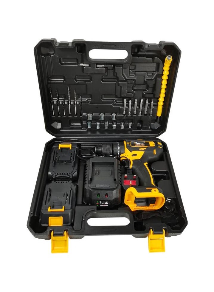 روكسون طقم مثقاب/مفك براغي لاسلكي 21 فولت مع بطارية ليثيوم أيون 1500 مللي أمبير، ضوء LED، بطاريتان، شاحن سريع، مجموعة رؤوس مثقاب ومفك براغي، حقيبة حمل متينة للاستخدام المنزلي والمهني - RX21VCD - Image 5