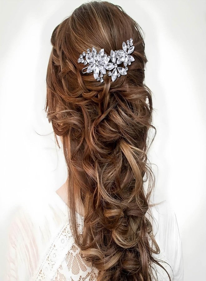 Lekgavd 2pcs Crystal Flower Hair Clips, Silver Rhinestone Hair Pin for Women, Vintage French Hair Barrette, Sparkly Bridal Hair Accessories for Wedding, Daily - Image 5