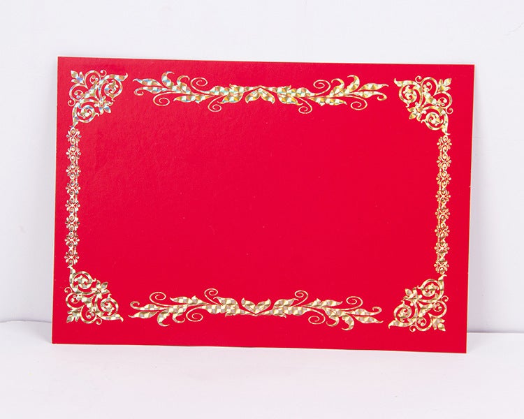 Manufacturer Flower Basket Red Greeting Card Business Prosperity Card Gold Stamping Grand Opening Auspicious Border Sale - Image 1