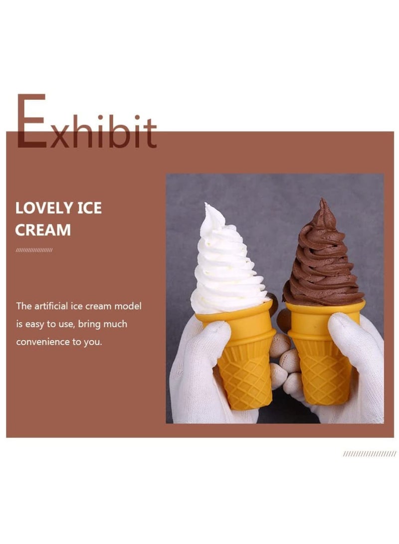 Zikra Fake Ice Cream Cone Artificial Ice Cream Model Pretend Play Kitchen Food Toy for Shop Window Display Decor Party Photo Props(4Pcs) - Image 2