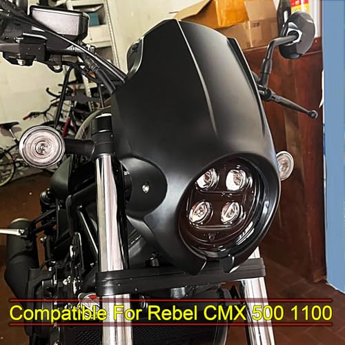 Rudyness Motorcycle Front Black Fairing Headlight Windshield Cover Compatible for Honda 2020-2023 Rebel CMX 500 300 1100 (Matte Black) - Image 2