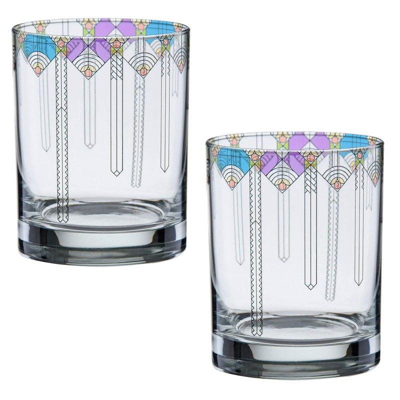 Culver Frank Lloyd Wright DOF Double Old Fashioned Glass 14-Ounce (Gift Boxed Set of 2, April Showers) - Image 5