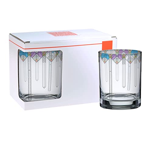 Culver Frank Lloyd Wright DOF Double Old Fashioned Glass 14-Ounce (Gift Boxed Set of 2, April Showers) - Image 2