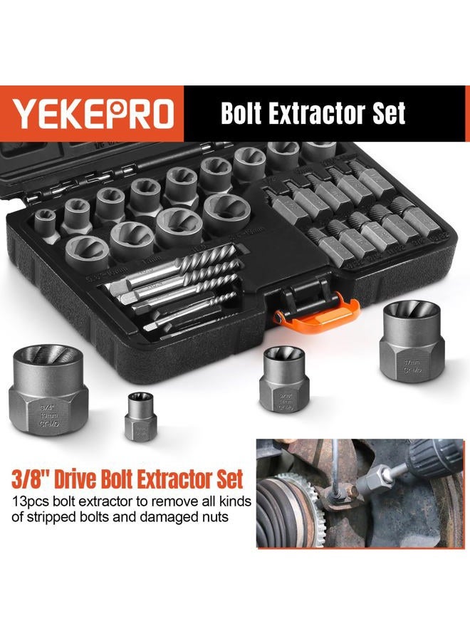 YEKEPRO 40 Pcs Bolt & Screw Extractor Set with Left Hand Cobalt Drill Bit Set, Easy Out Broken Stripped Screw Removal Tool for Damaged, Frozen, Studs, Rusted, Rounded-Off Bolts, Nuts & Screws, T15139 - Image 3