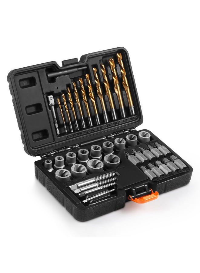 YEKEPRO 40 Pcs Bolt & Screw Extractor Set with Left Hand Cobalt Drill Bit Set, Easy Out Broken Stripped Screw Removal Tool for Damaged, Frozen, Studs, Rusted, Rounded-Off Bolts, Nuts & Screws, T15139 - Image 1