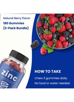 Zinc Gummies | 4-in-1 Zinc Gummies Adult | Zinc Chewable 50mg | Chewable Zinc Supplement Gummies with Vitamin D3 2000 IU, Elderberry & Echinacea | Immune, Heart & Brain Support | 180 Count (2 Pack) - pzsku/Z82D142BCAAA98E17EEB0Z/45/_/1739863624/5287ca48-400f-4fa1-8caf-d3d7a8047e3d