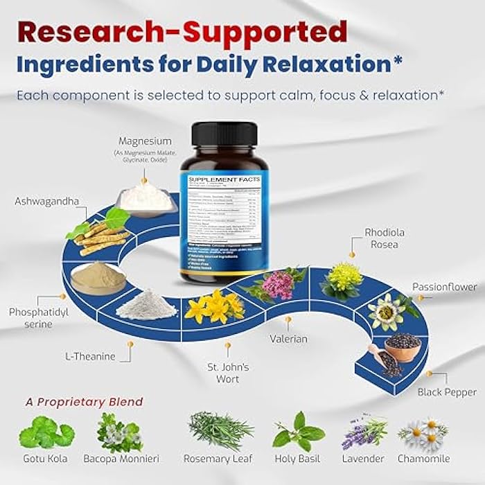VEGATOT Organic Cortisol Wellness Complex 15-in-1 Formula with Magnesium Ashwagandha St. John's Wort Valerian Rhodiola Rosea Passionflower Chamomile - Image 3