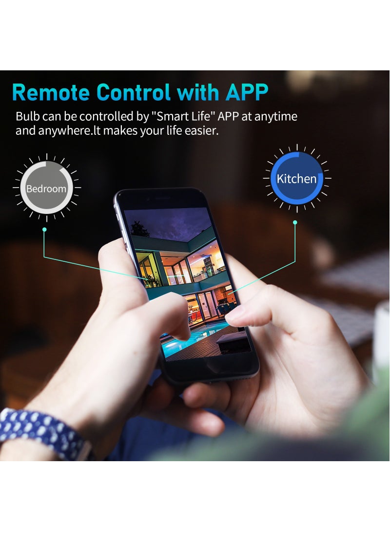 SKY-TOUCH 2pcs Smart Light Bulb, Multi Color Changing Dimmable Smart Wifi And Bluetooth Compatible With Alexa And Google Home Assistant - Image 3