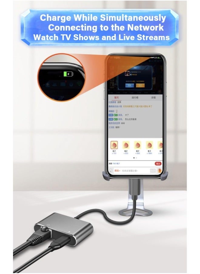 ماركة غير محددة - محول USB C إلى إيثرنت مع شحن PD 60W - توصيل وتشغيل، دعم شبكة LAN بسرعة 1000 ميجابت في الثانية، محول USB C محمول من الألمنيوم إلى جيجابت لأجهزة Android وiPad وMacBook وغيرها من أجهزة USB C - Image 1