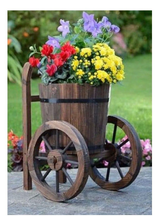𝐅𝐅𝐃 Wooden Flower Pot Trolley - Versatile Shaped Flower Pot, Vase, Container, and Bucket - Stylish Wooden Flower Vase Planter for Garden, Outdoor Lawn, Patio - Image 1