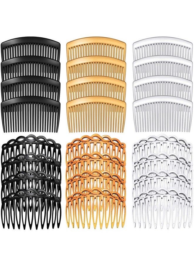 WILLBOND 24 Pieces French Side Hair Comb Clip Set Plastic Twist Comb Hair Clip Combs Accessories With 11/23 Teeth French Hair Side Combs For Girls Women (Black Transparent Brown)  - Image 2