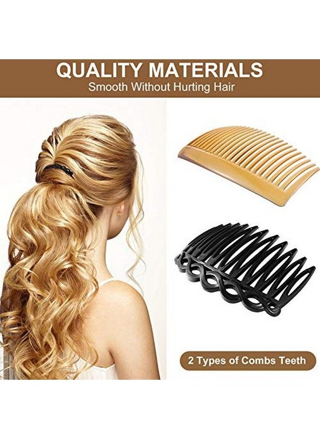 WILLBOND 24 Pieces French Side Hair Comb Clip Set Plastic Twist Comb Hair Clip Combs Accessories With 11/23 Teeth French Hair Side Combs For Girls Women (Black Transparent Brown)  - Image 4