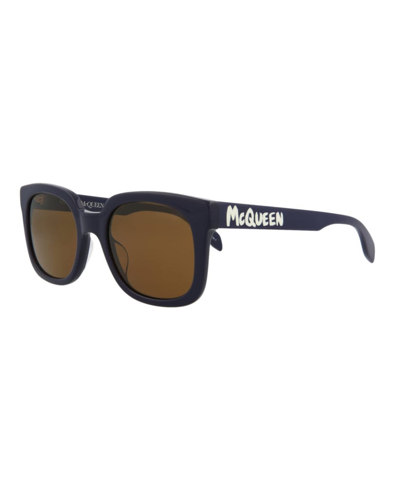 Alexander McQueen Square/Rectangle Sunglasses Blue Blue Brown Luxury Eyewear Made In Italy Acetate Frame Designer Fashion for Everyday Luxury - Image 2