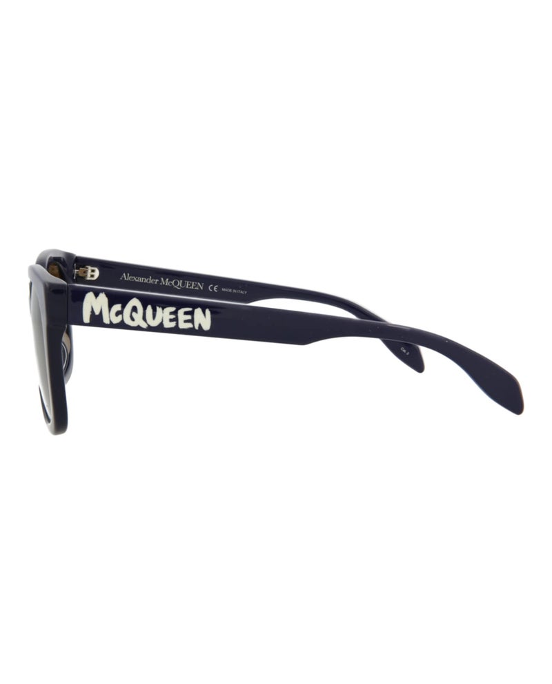 Alexander McQueen Square/Rectangle Sunglasses Blue Blue Brown Luxury Eyewear Made In Italy Acetate Frame Designer Fashion for Everyday Luxury - Image 3