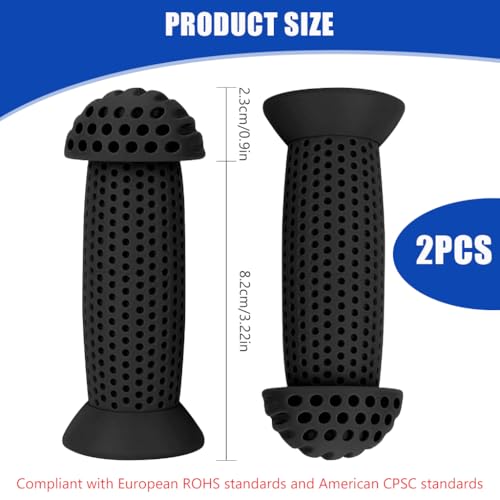 Proberos® Bike Handle Grips, 3.9 inches Soft Silicone Grip, Porous Silicone Anti-Slip Grip Universal Children's Bicycle Grips for Scooter, Tricycle, Children's Balance Bike (Black) - Image 2