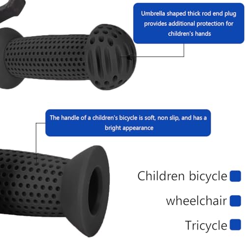 Proberos® Bike Handle Grips, 3.9 inches Soft Silicone Grip, Porous Silicone Anti-Slip Grip Universal Children's Bicycle Grips for Scooter, Tricycle, Children's Balance Bike (Black) - Image 5